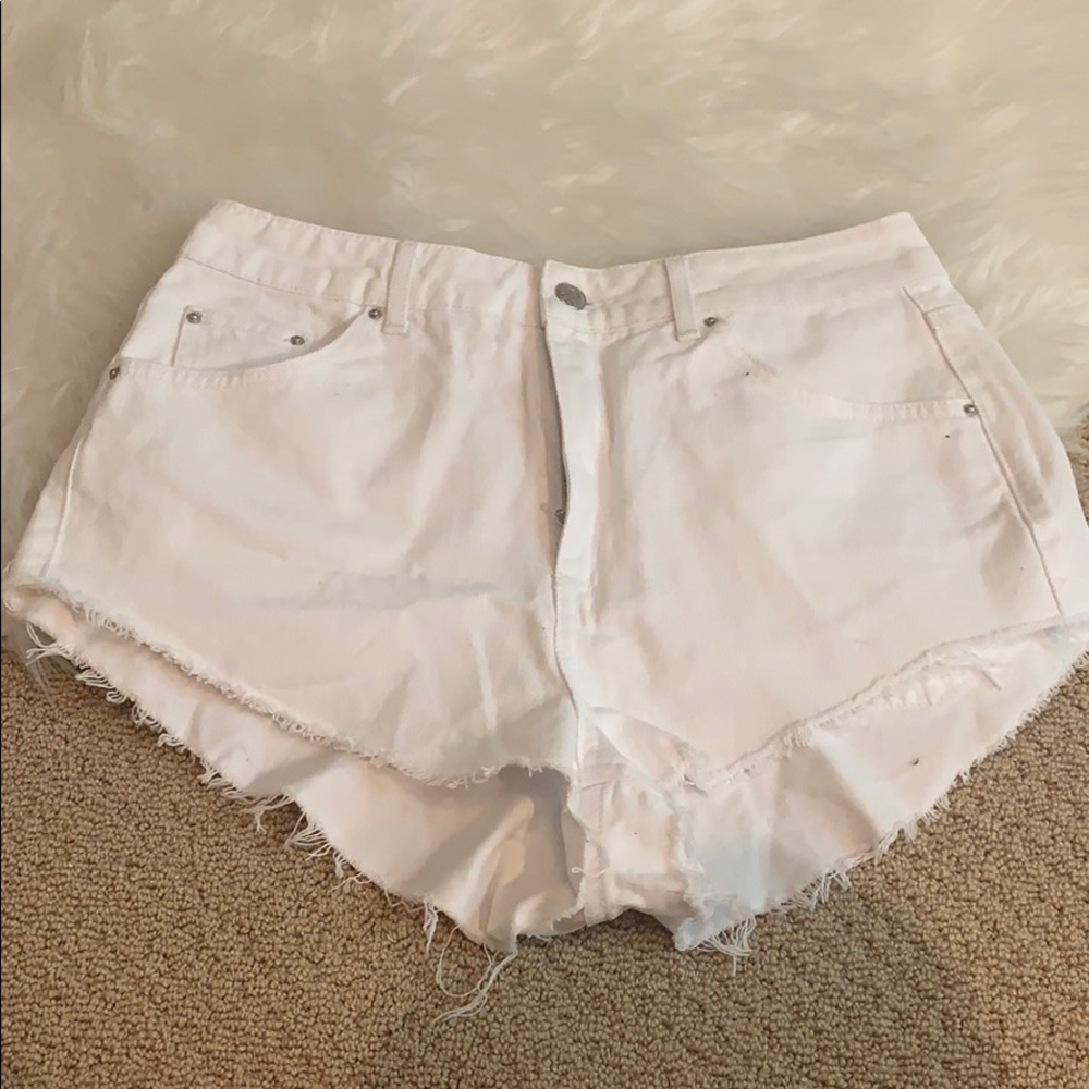 TOPSHOP KIRI White Denim Shorts Size 8 - NWT